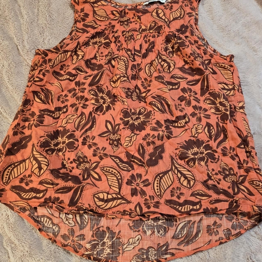 Sonoma Floral Tank Top - Orange and Brown